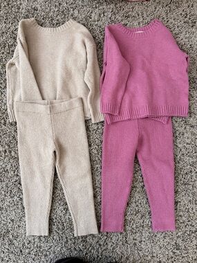 Cat & Jack Beige and Pink Knit Matching Sets